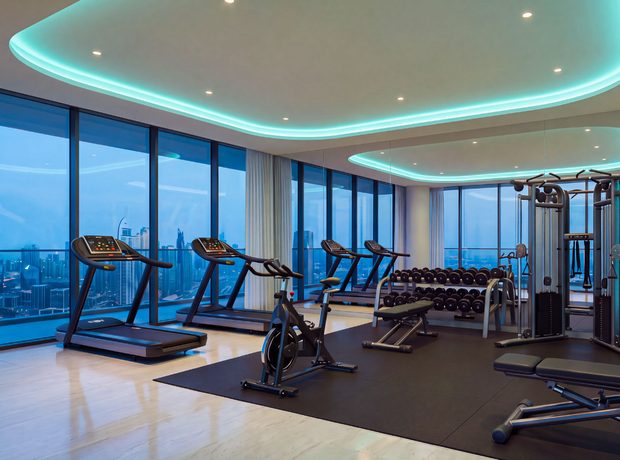A gym on the 20th floor